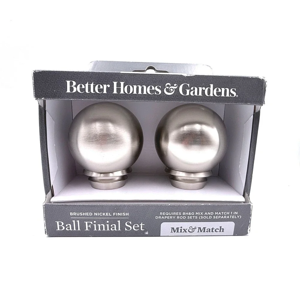 Better Homes & Gardens Ball Finial Set 1 Inch Brushed Nickel Mix & Match